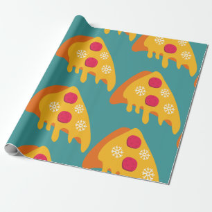 Papier Cadeau piments de noël pizza flocons de neige hiver