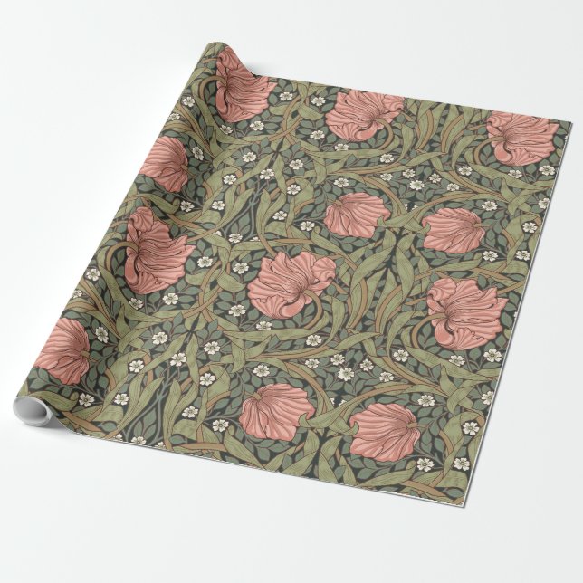 Papier Cadeau Pimpernel William Morris -SAGE PEACH Wrapper Pape (Déroulé)