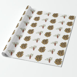 Papier Cadeau Pin de Noël cônes Branches vertes Arbres Motifs