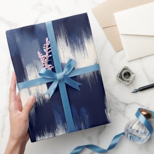 Papier Cadeau Pinceau Artistique Navy Indigo Stroke Motif Abstra