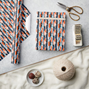 Papier Cadeau Pinceaux Abstraits Bleu Orange