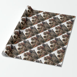 Papier Cadeau Pine Cônes Bio Ornements de Noël Art