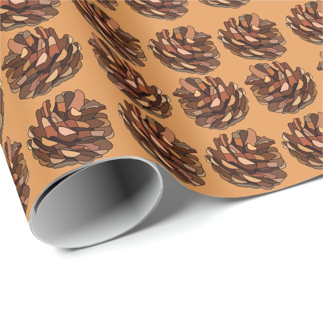 Papier Cadeau Pine cônes Nature Rustique (Coin rond)