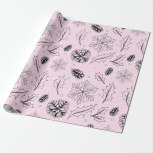Papier Cadeau Pine Corn Feuille flocon de neige flocon saisonnie