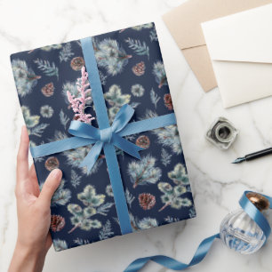 Papier Cadeau Pine Fourrure Aquarelle Cadeau de Noël
