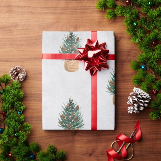 Papier Cadeau Pine Tree, Pine Cones Holiday (Cadeau de vacances)