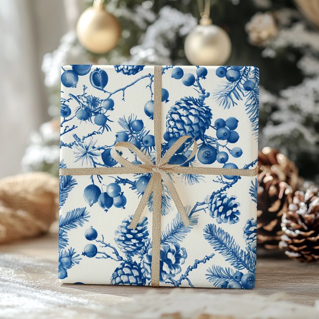 Papier Cadeau Pine victorienne cônes et branches Toile Noël (Créateur téléchargé)