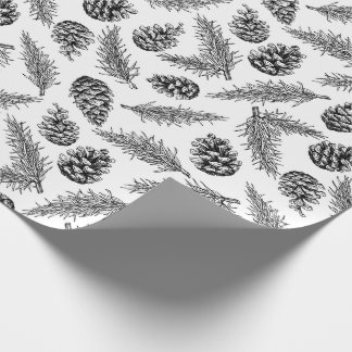 Papier Cadeau Pinecone et motif de Noël d'arbre de sapin. Hiver