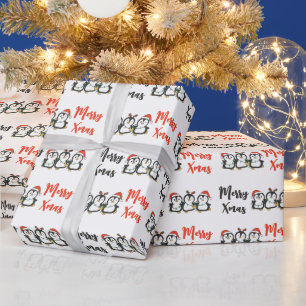 Papier Cadeau Pingouin animaux de Noël mignons pingouins vacance