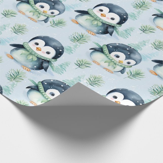 Papier Cadeau Pingouin d'aquarelle mignonne (Coin)