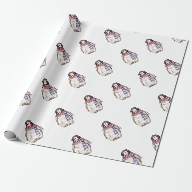 Papier Cadeau Pingouin de bébé dans l'écharpe (Déroulé)