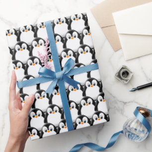 Papier Cadeau Pingouin gras mignon sur tout le Motif d'impressio