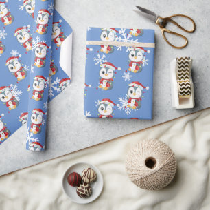 Papier Cadeau "Pingouin" Joli design de Noël