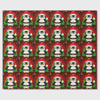 Papier Cadeau 🎄 Pingouin Père Noël Arbre de Noël Vacances Amusa