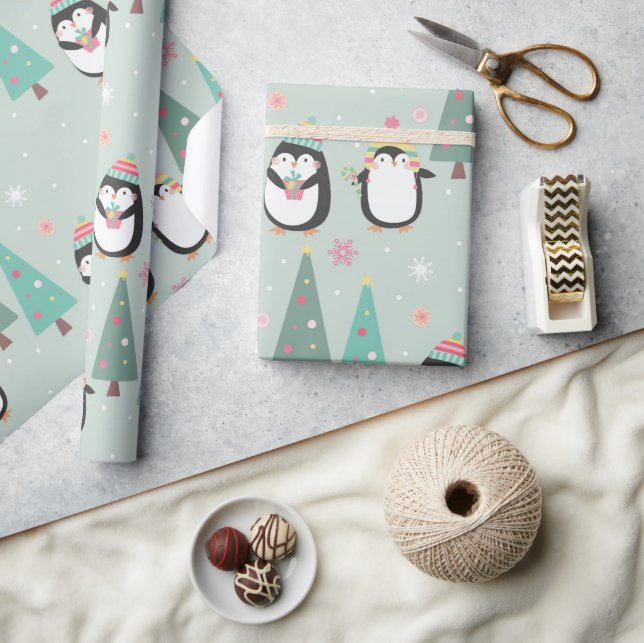 Papier Cadeau Pingouins de Noël mignons (Artisanat)