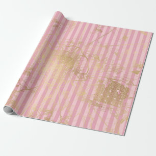 Papier Cadeau Pink and Gold Paris Foil