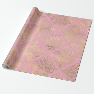 Papier Cadeau Pink and Gold Paris Foil Damask