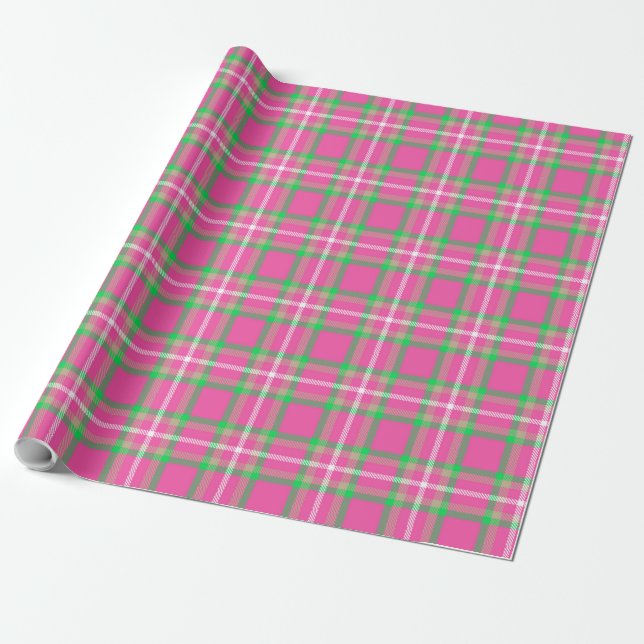 Papier Cadeau Pink and Green Plaid (Déroulé)