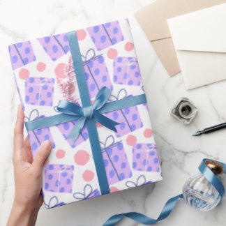 Papier Cadeau Pink and Purple Pastel Gift Box and Polka Dot