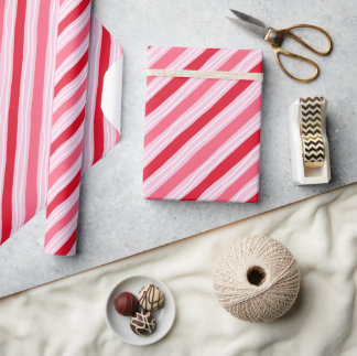 Papier Cadeau Pink and Red Hand Drawn Stripe Wrapping Paper