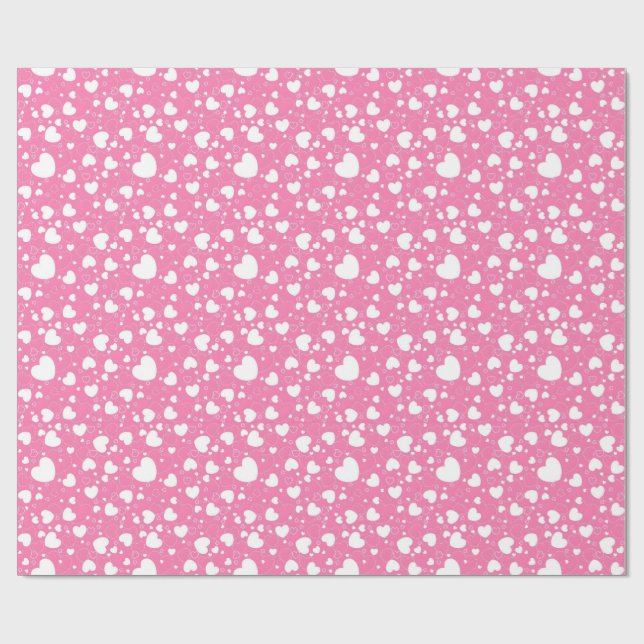 Papier Cadeau Pink and White Hearts Wrapping Paper  (Plat)