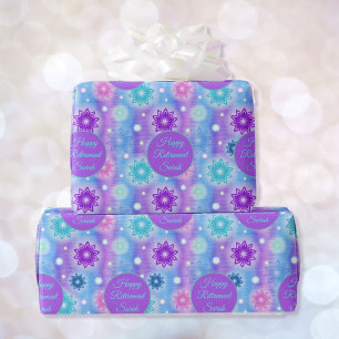 Papier Cadeau Pink Aqua Floral Bonne retraite Personnaliser le n