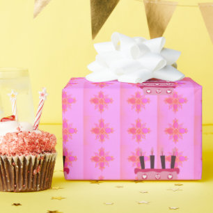 Papier Cadeau Pink Bird Cake Art Imprimer