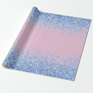 Papier Cadeau Pink Blue Ombre Parties scintillant Baby Gender Re