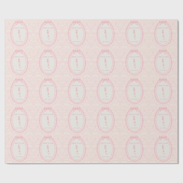 Papier Cadeau Pink Bow Coquette Silly Goose 1st Birthday  (Plat)