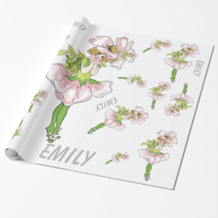 Papier Cadeau Pink Briar Rose Flower Floral Funny Cute Girl
