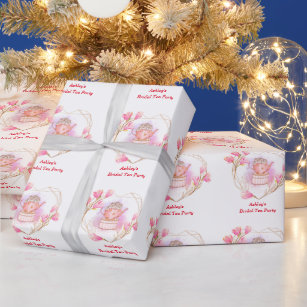 Papier Cadeau Pink Bridal Tea Party Rose Gold Floral Nom