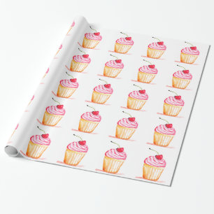 Papier Cadeau Pink cupcake Baking Joli Motif Enfants