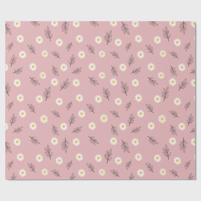 Papier Cadeau Pink Daisy Floral Wrapping Paper| Special Occasion (Plat)