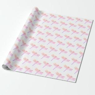 Papier Cadeau Pink Dragonfly Pastel Kids mignonne Motif Baby Gir