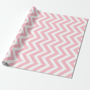 Papier Cadeau Pink et blanc Moyen Vertical Chevron Stripes