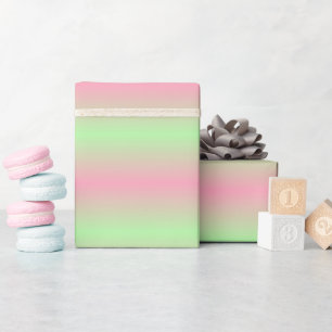 Papier Cadeau Pink et Pastel Vert dégradé rayé