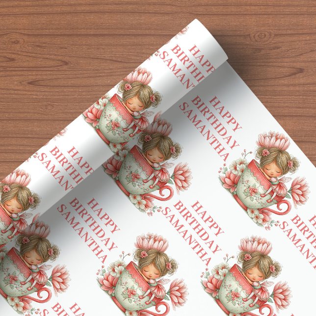 Papier Cadeau Pink Fairy Girl Whimsical Floral Birthday Wrapping (Pink Fairy Girl Whimsical Floral Birthday Wrapping Paper

)