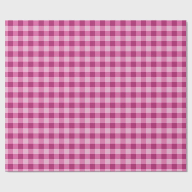 Papier Cadeau Pink Gingham Wrapping Paper Cute Gift Wrap (Plat)