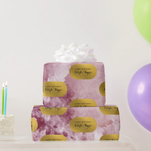 Papier Cadeau Pink Gold Foil Sea Crystals Signature Script