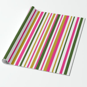 Papier Cadeau Pink Green Gold Stripe
