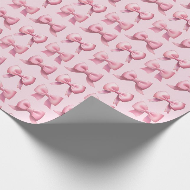 Papier Cadeau Pink Holiday Bow Gift Wrapping Paper (Coin)