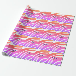 Papier Cadeau Pink jaune arc-en-ciel ajouter nom du couple place