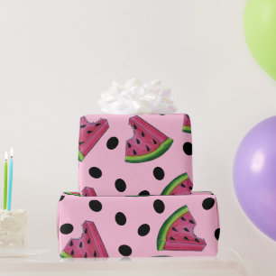 Papier Cadeau Pink Juicy Watermelon Wedge Graines Fruit