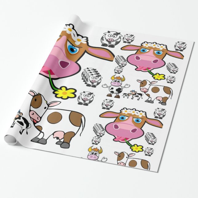 Papier Cadeau Pink Laughing vache enveloppant papier anniversair (Déroulé)