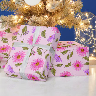 Papier Cadeau Pink Lavender Lacy Daisy Wrapping Paper