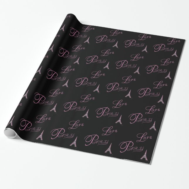 Papier Cadeau Pink-Love-Paris-Eiffel-Tower-Unique (Déroulé)