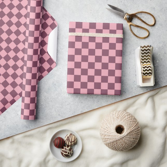 Papier Cadeau Pink Mauve Checkerboard Checkered Girly Retro Y2K (Artisanat)