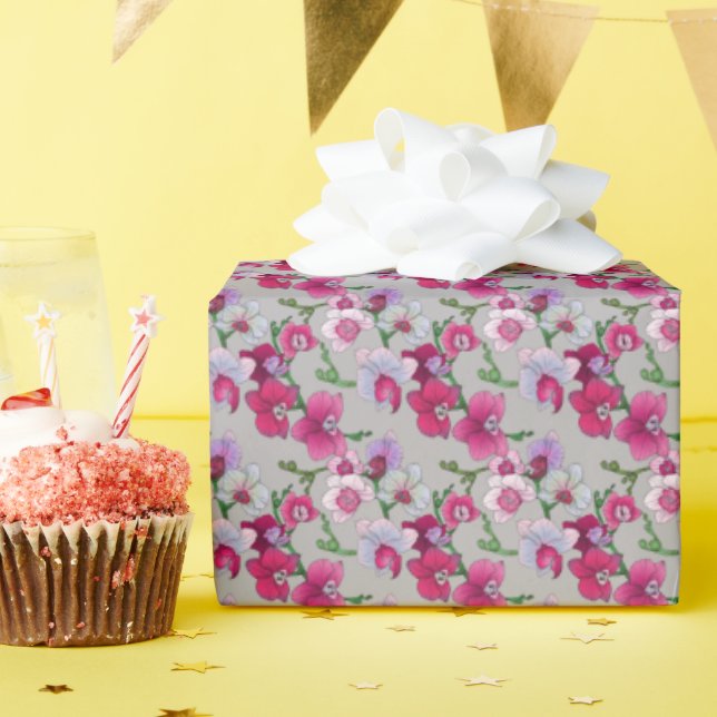 Papier Cadeau Pink Orchids (Fête d'anniversaire)