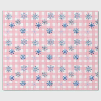 Papier Cadeau Pink Plaid Snowflake