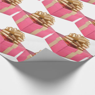 Papier cadeau Pink Present Gold Bow